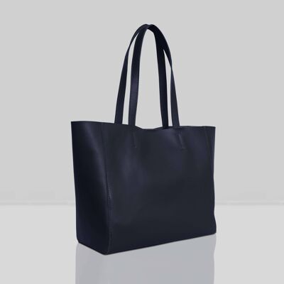 'ABINGDON' BLUE Navy Real Leather Unlined Designer Tote Bag