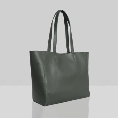 'ABINGDON' Khaki Real Leather Unlined Designer Tote Bag