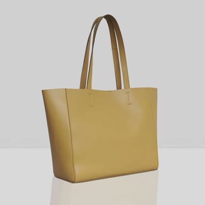 'ABINGDON' Mustard Real Leather Unlined Designer Tote Bag
