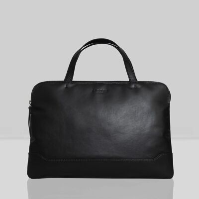 'Alchemy' Black Full Grain Leather Laptop Sleeve Case