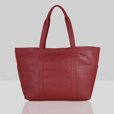 'ALICE' Paprika Red Semi Soft Full Grain Oversized Leather