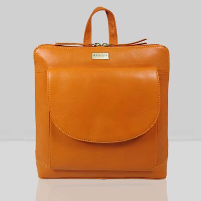 'Apple' Sunset Orange Two Way Zip Top Lightweight Leather