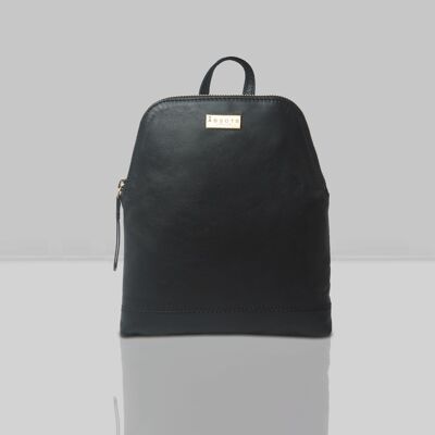 'BELLA' Black Mini Leather Lightweight Backpack
