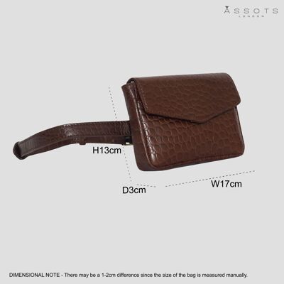 'CAMELLA' Brown Croc Leather Bum Belt Waist Festival Bag