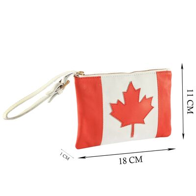 'CANADIAN' Country Flag Designer Leather Wristlet