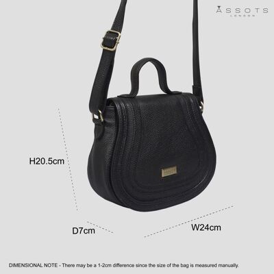 'CARMEL' Black Real Leather Shoulder Crossbody Bag