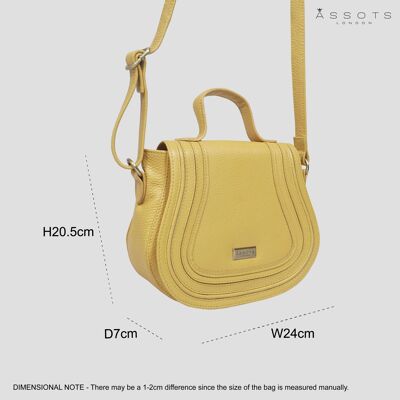 'CARMEL' Mustard Real Leather Shoulder Crossbody Bag