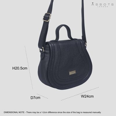 'CARMEL' Navy Real Leather Shoulder Crossbody Bag