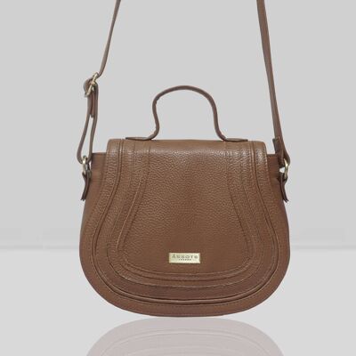 'CARMEL' Tan Real Leather Shoulder Crossbody Bag