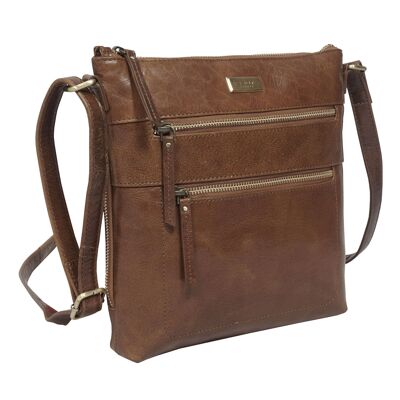 'CORI' Tan Waxy VT Real Leather Crossbody Bag