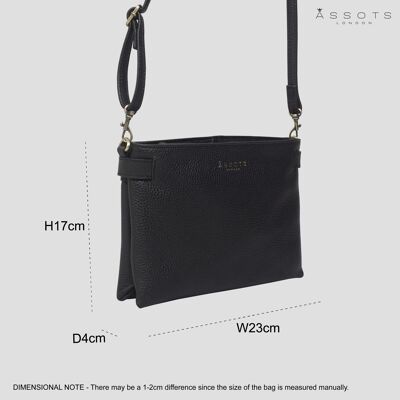 'DELILAH' Black Pebble Grain Real Leather Crossbody Bag