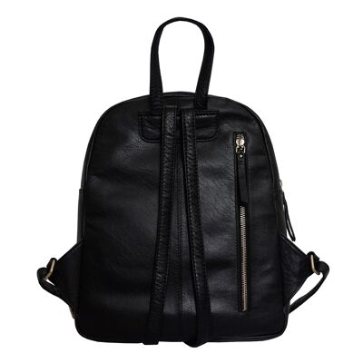 'EDEN' Black Nappa Small Leather Zip Top Backpack