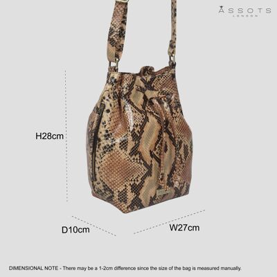 'ELLEN' Brown Snake Textured Real Leather Duffle Bag for W