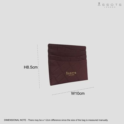 'FANN' Burgundy Croc Embossed Round Design RFID Leather Cr