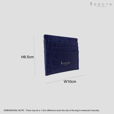 'FANN' Navy Croc Embossed Round Design RFID Leather Credit