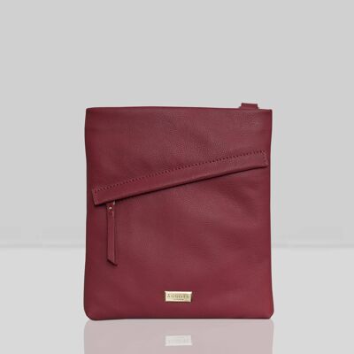 'FLORENCE' Carmine Pink Pebble Grain Leather Crossbody Bag