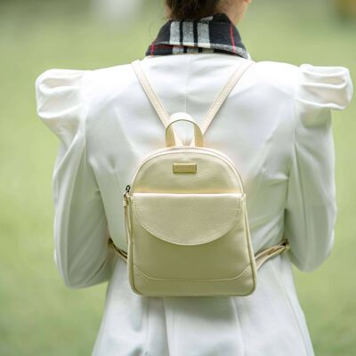 'GEORGE' Cream Mini Leather Backpack