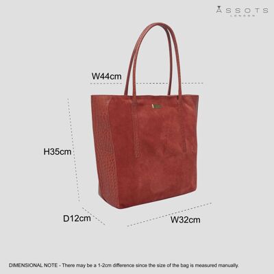 'ISLA' Red Suede + Croc Real Leather Desigacner Large Tote