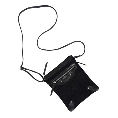 'JANET' Black Real Leather Crossbody Sling Bag