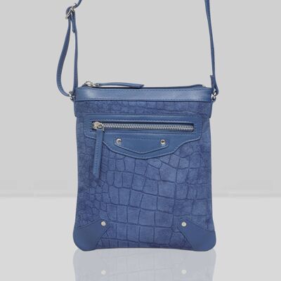 'JANET' Blue Real Leather Crossbody Sling Bag