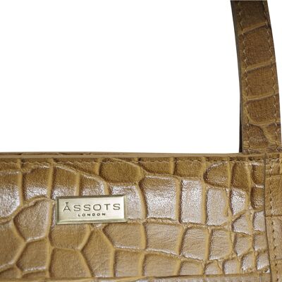 'JUDITH' Mustard Vintage Croc Real Leather Shoulder Bag