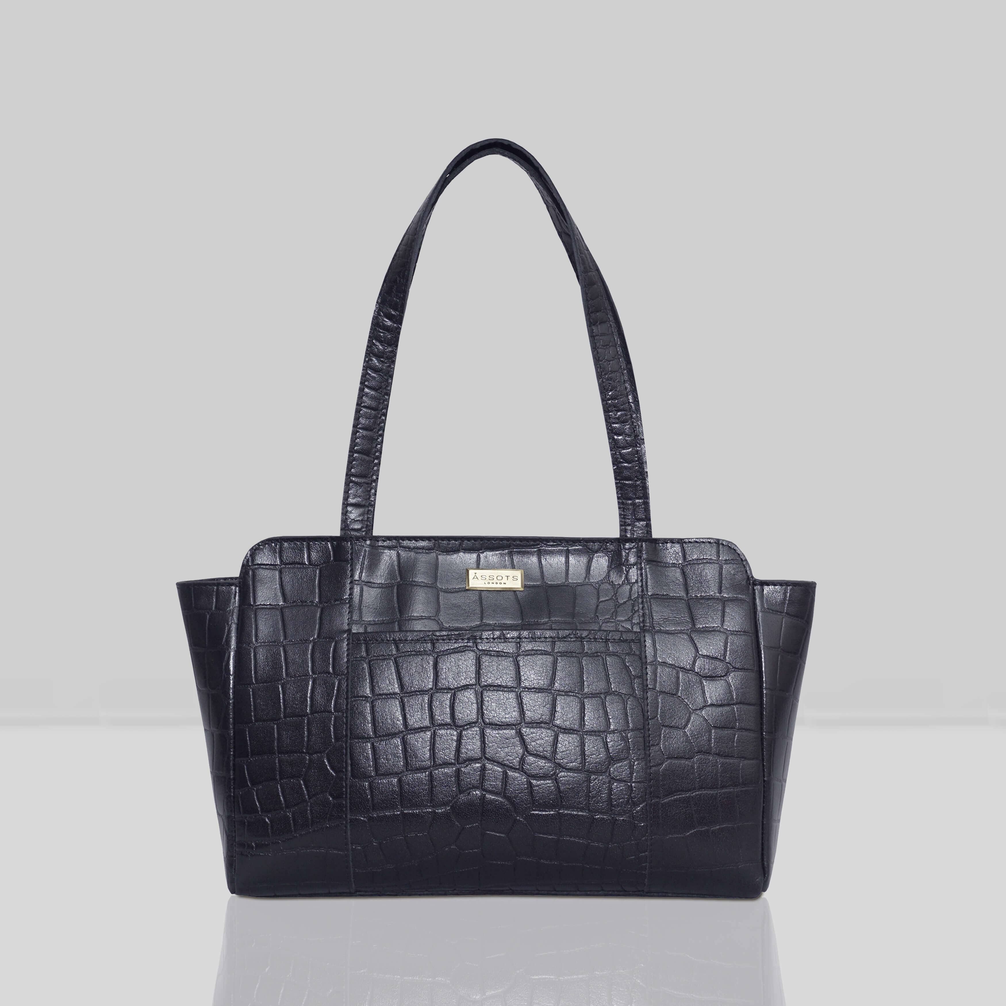 Buy wholesale JUDITH Navy Vintage Croc Real Leather Shoulder Bag