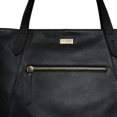 'KATE' Black Soft Natural Pebble Grain Leather Tote Bag