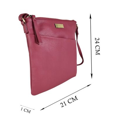 'LINBY' Carmine Pink Pebble Grain Leather Crossbody Sling