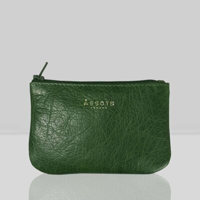 'Poppy' Tree Top Green Full Grain Leather Zip Top Coin Purse
