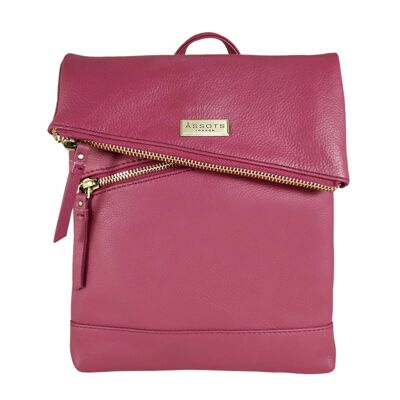 'SIERRA' Carmine Pink Pebble Grain Leather Mini Flap Over