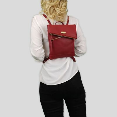 'SIERRA' Paprika Red Pebble Grain Leather Mini Flap Over B