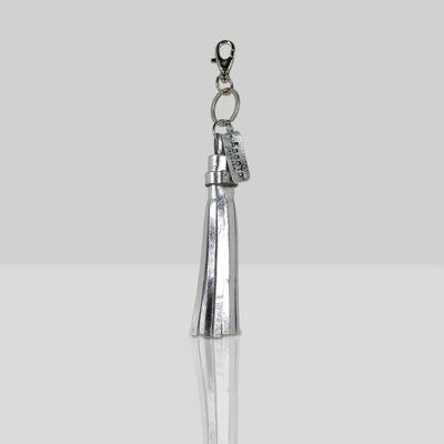 'TASSEL' Super Cute Silver Metallic Leather Key Ring Holde