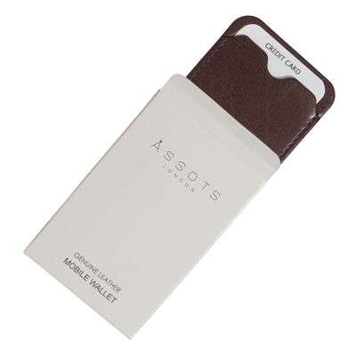 Brown VT Real Leather Mobile Card Case Safe Wallet