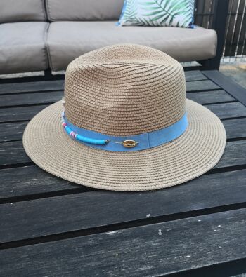 Chapeau paille Fedora coquillage 2