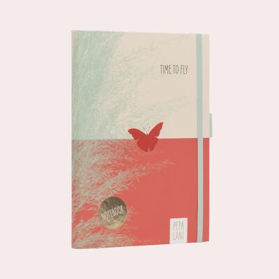 Cuaderno A5, rojo mariposa