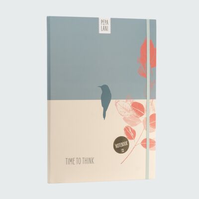 Notebook A4, bird blue