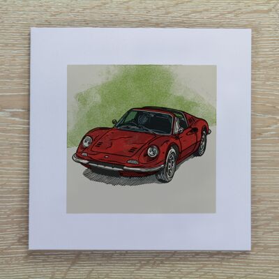 Tarjeta de felicitación de coche clásico Ferrari Dino (IC-Ferrari-Dino)