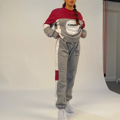 Fulani Essential Sweatshirt - Red/ Heather Grey/White
