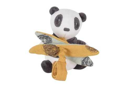 Tikiri Pancha: PANDA - JOUET VIBRANT 11cm, avec tissu en bambou, sur carte, 0+