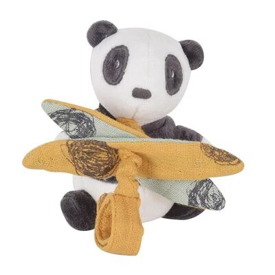 Tikiri Pancha: PANDA - GIOCATTOLO VIBRANTE 11cm, con tessuto di bambù, su cartoncino, 0+