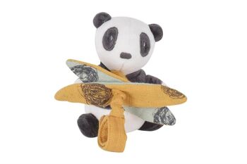 Tikiri Pancha: PANDA - JOUET VIBRANT 11cm, avec tissu en bambou, sur carte, 0+ 1