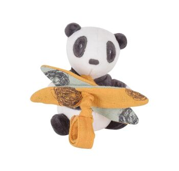 Tikiri Pancha: PANDA - JOUET VIBRANT 11cm, avec tissu en bambou, sur carte, 0+ 2