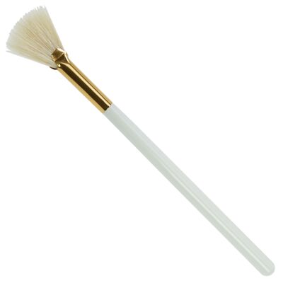 Fan mask brush, white, natural bristle, length 20 cm