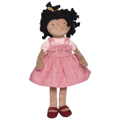 Bonikka: DEBUTANTES 42cm / MADISON tinted skin girl doll with black hair and pink dress, boxed 22x8x42cm, 0+