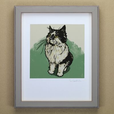 Schwarz-weißer Katzen-Kunstdruck (IC-P-Arthur)