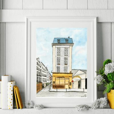 Parisian facade watercolor