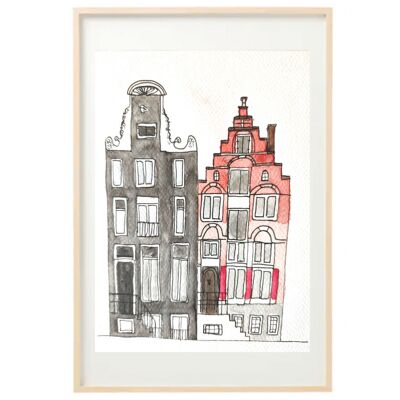 aquarelle immeuble amsterdam