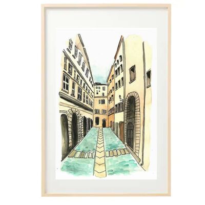 Lyon alley watercolor