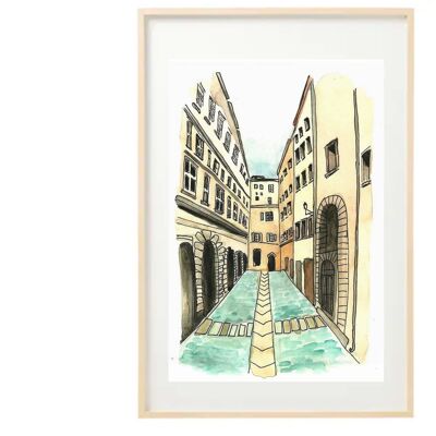 Lyon alley watercolor