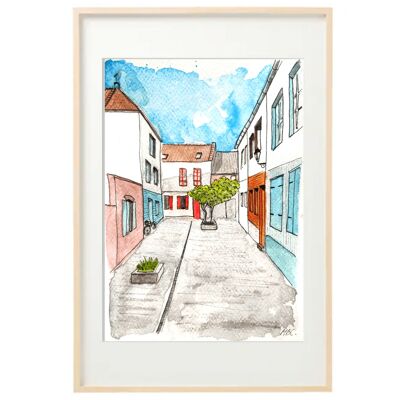 Watercolor alley Saint Leu
